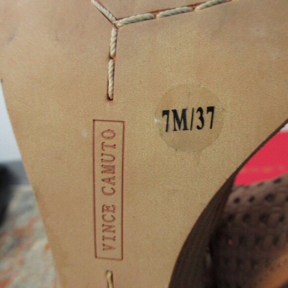 Vince Camuto Women Perforated Leather Sandal Bootie High Heels Size 7 Brown 506 - Picture 8 of 10